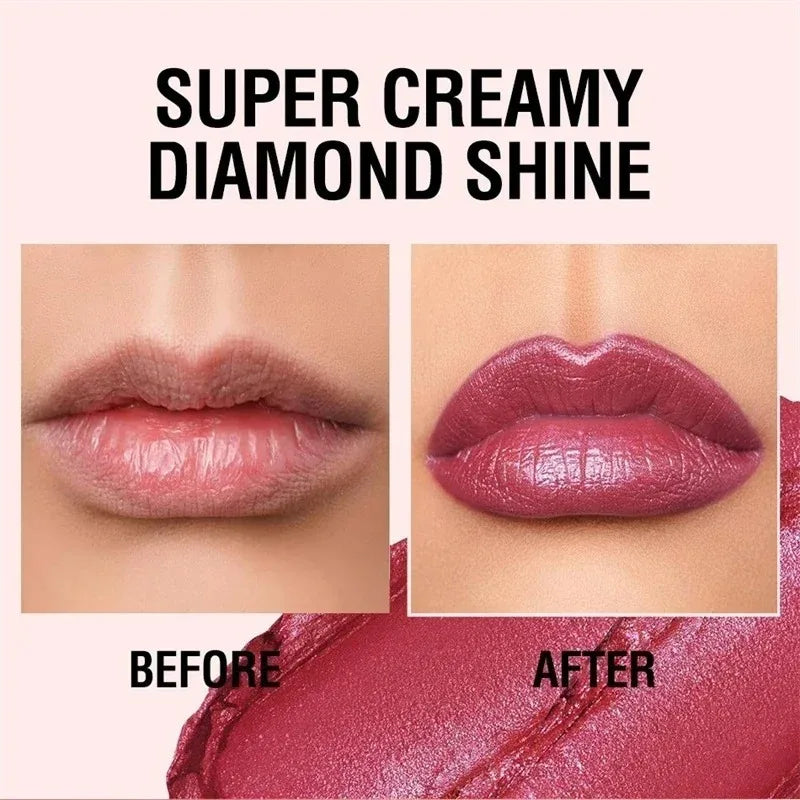 Pearlescent Lip Gloss 3 In 1 Lipstick Long Lasting Shine — Rose Pink | KIMLUD