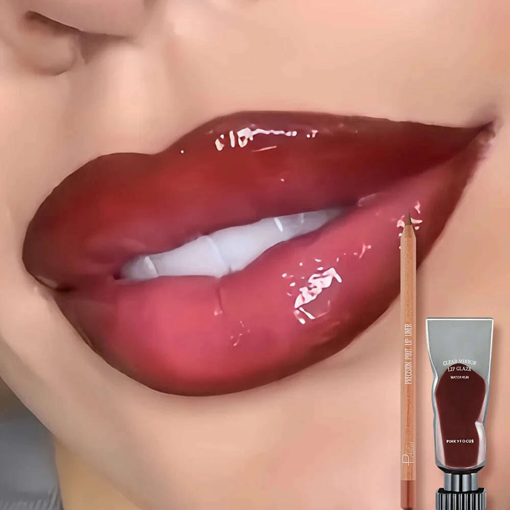 2pcs-set-of-moisturizing-and-moisturizing-lip-gloss-and-durable-waterproof-lipliner-set---high-color-lipstick-glossy-texturekimlud-womens-fashion-34604998