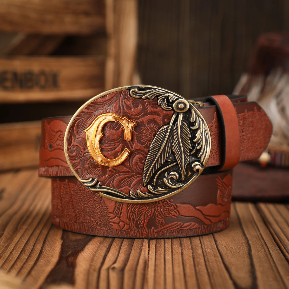 PU Classic Retro Unisex Western Belt — Black | KIMLUD