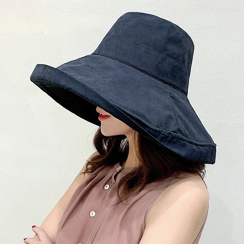 Handcrafted Luxe Cotton Solid Bucket Hat — Black | KIMLUD