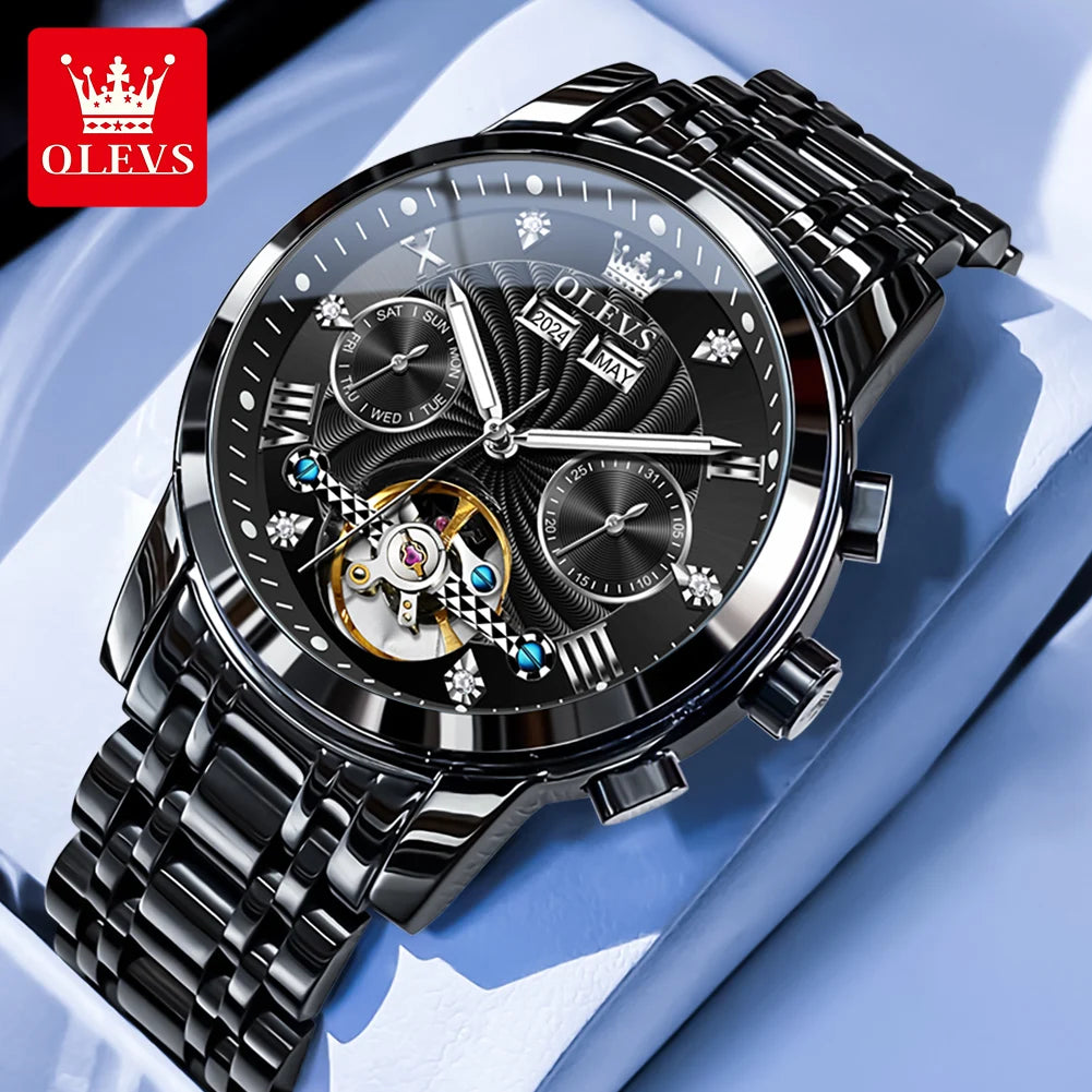 Skeleton Stainless Steel Watch Tourbillon — Silver | KIMLUD