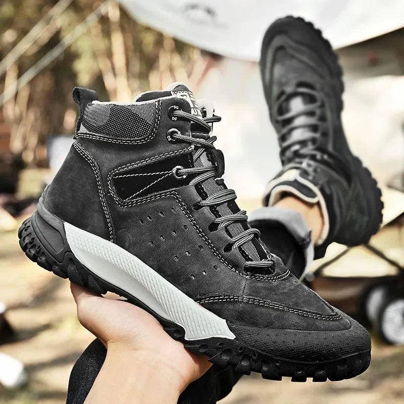 Men's High Top Shoes – Waterproof – Cow Leather | KIMLUD