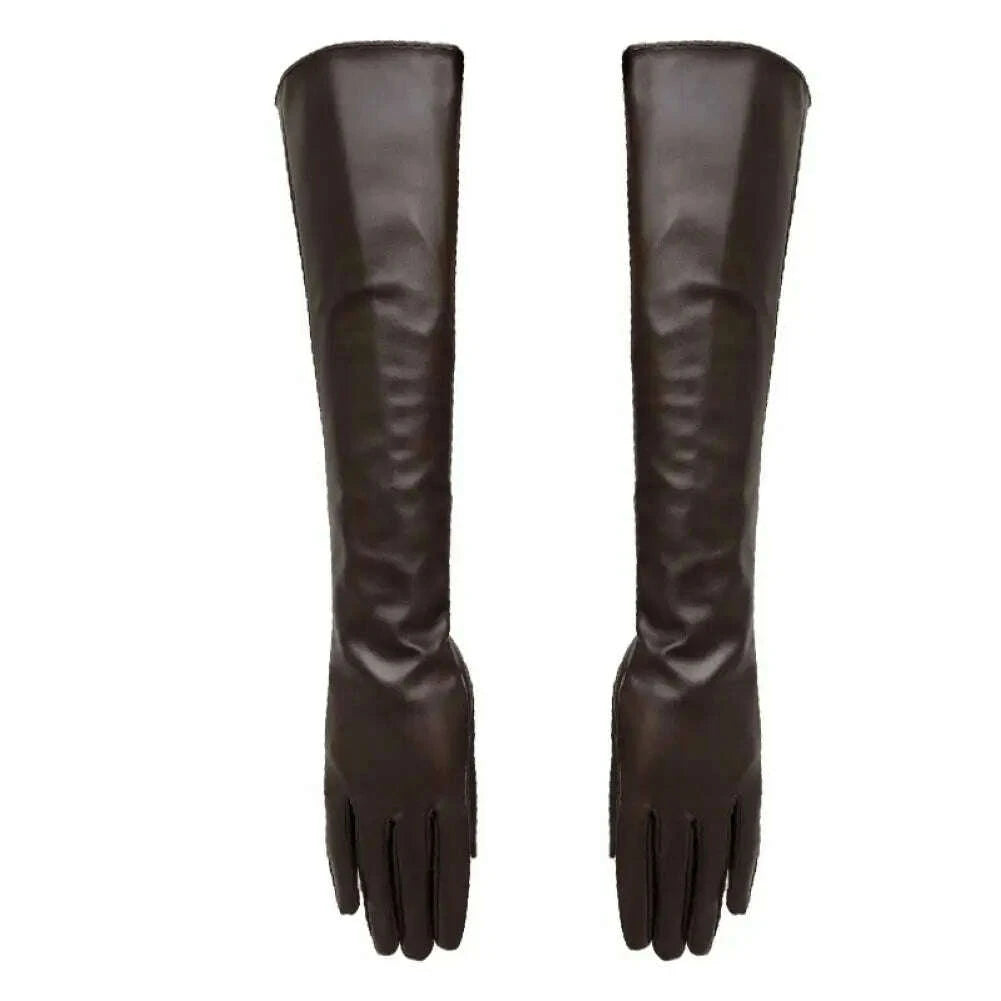 KIMLUD, Full Finger Gloves Windproof Dress Gloves Faux Leather Long Arm Gloves Costume Gloves For Dating Gifts, KIMLUD Womens Clothes