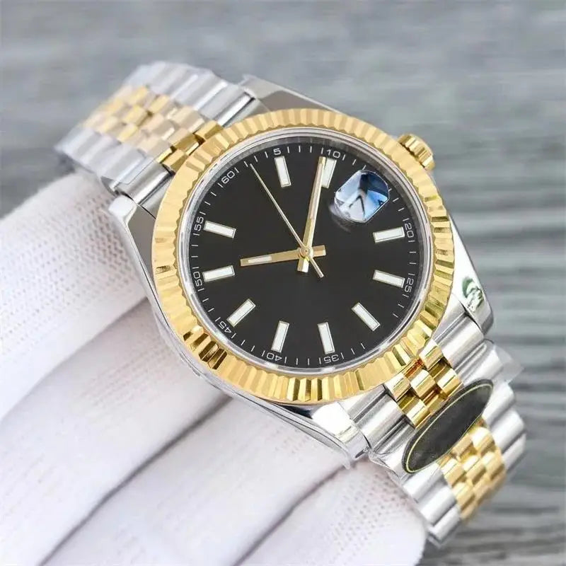 Automatic Watch for Men Mechanical Watches Stainless Steel Carved Calendar Gold Black White Waterproof Luxury Classic Business