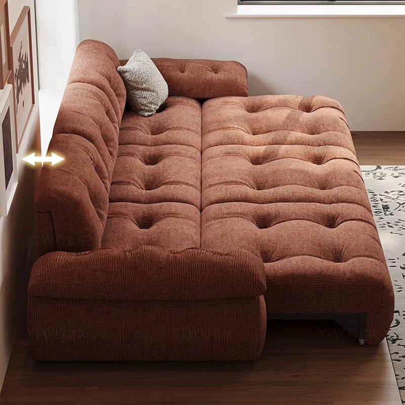 Velvet Designer Living Room Sofa Multifunctional Electric Adjustment — Burnt Orange | KIMLUD
