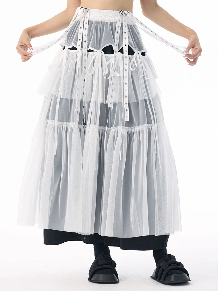 Midi Skirt - High Elastic Waist - Cotton Polyester - Coffee | KIMLUD