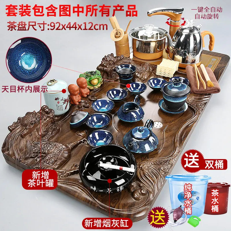 Luxury Rectangle Tea Tray Hospitality Ceremony Serving Accessories Drainage Tea Tray Chinese Kung Fu Bandejas Home Decorationgs
