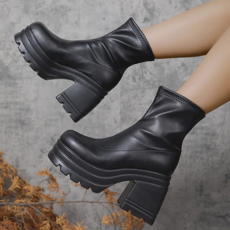 Mid-Calf Boots – Square Toe – Leather | KIMLUD