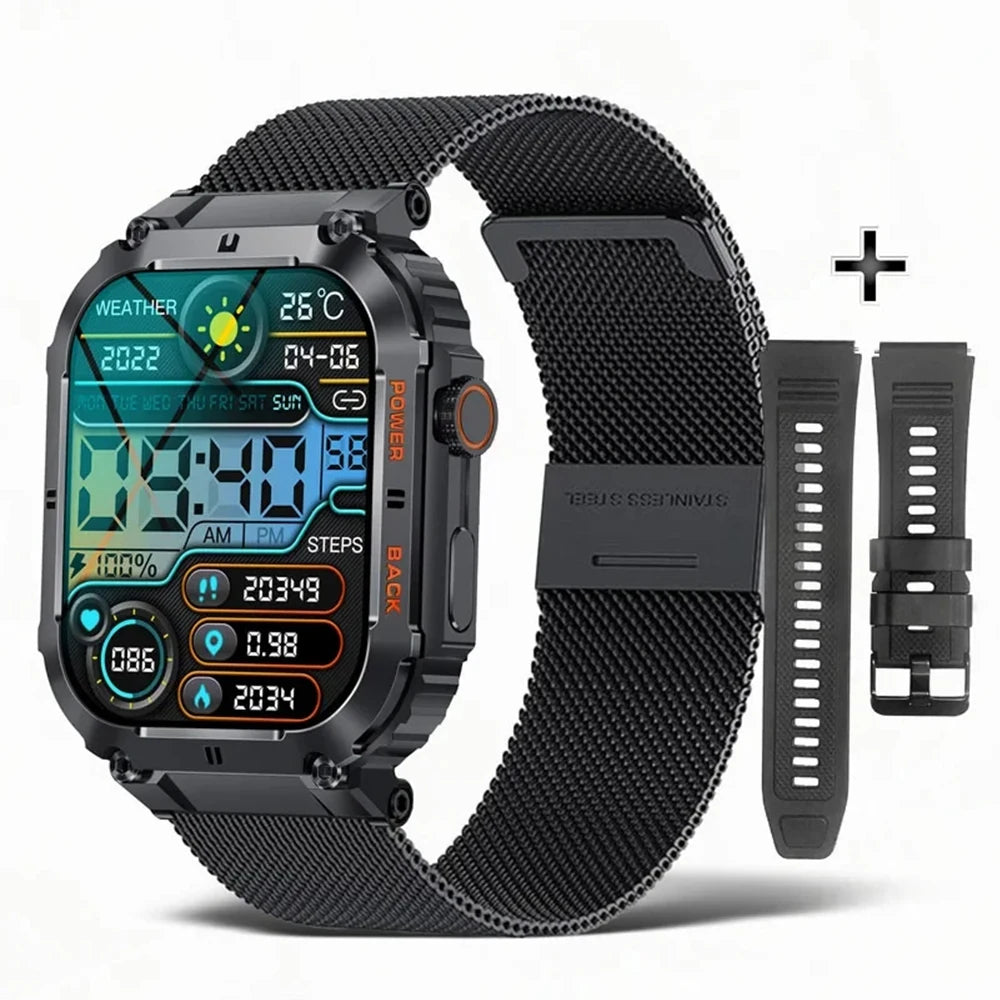 2024 Smart Watch Men's New Bluetooth Call 1.96-inch IPS Square Screen Full View Full Day Heart Rate Detection Sports Smart Watch