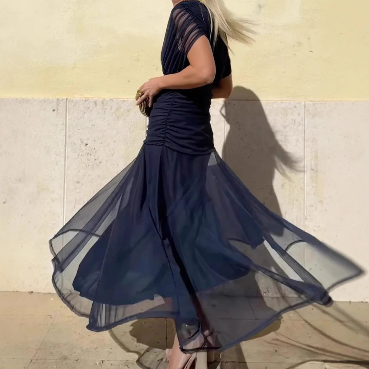 2025 New Fashion Printed Ruffle Dress Your Summer Casual Loose Bohemian Vacation V-neck Short-sleeved Long Dresses For Women