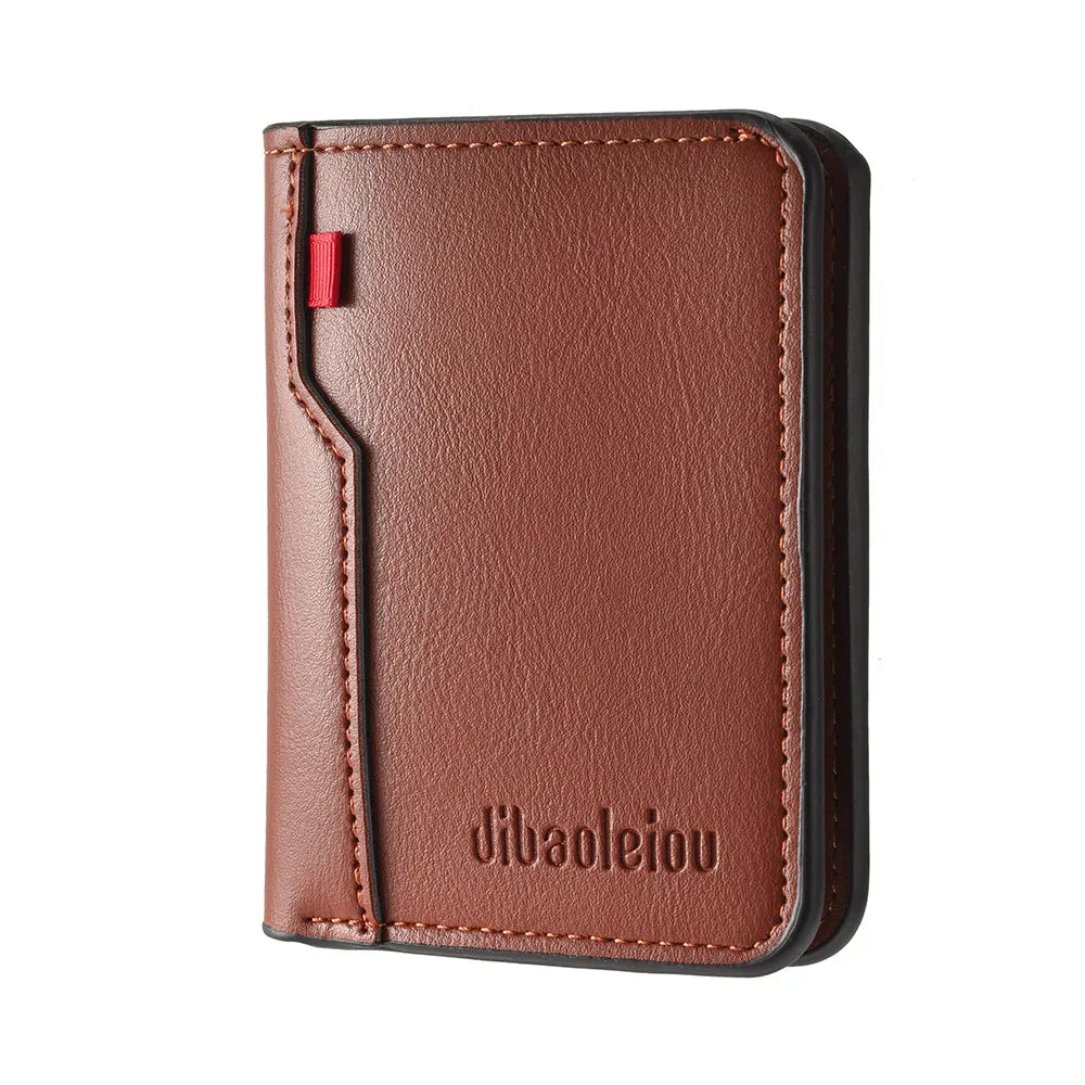 Ultra-thin Mini Soft PU Leather Card Wallet Vertical Slim Holder — Black | KIMLUD