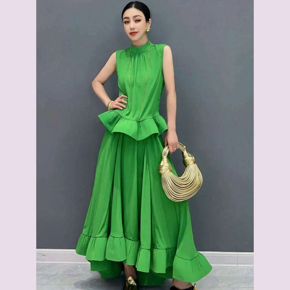 vefadisa-newest-2025-summer-green-women-sets-sleeveless-ruffle-edge-top-large-hem-long-skirt-two-pieces-dress-sets-hlx064-kimlud-kimlud-33915523