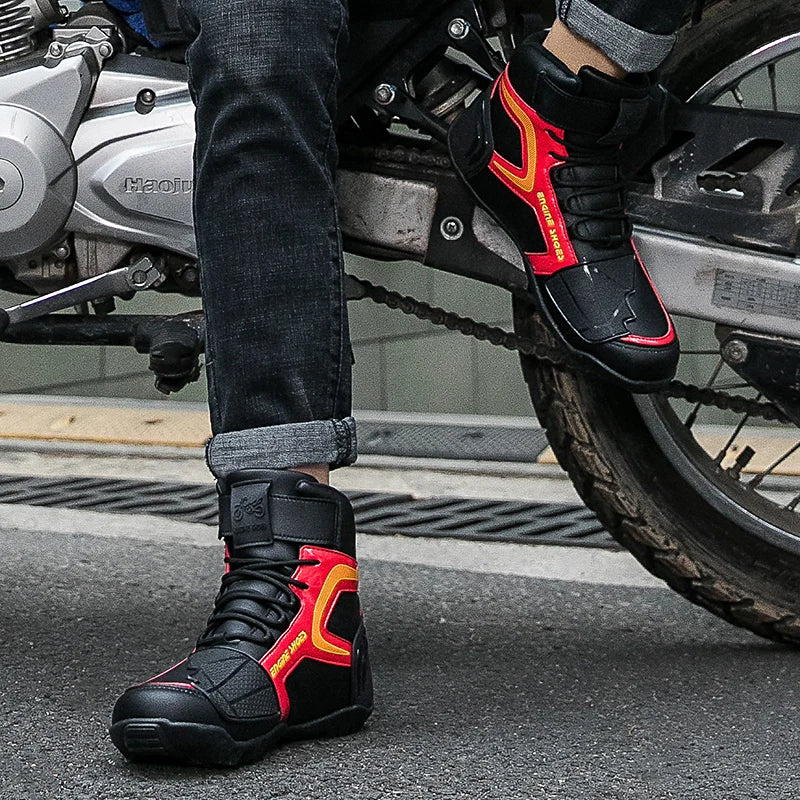 Motorcycle Riding Shoe High Top Buckle — Neon Yellow | KIMLUD