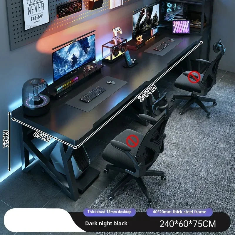 L-Shaped Double Computer Desk Home Office — Black | KIMLUD