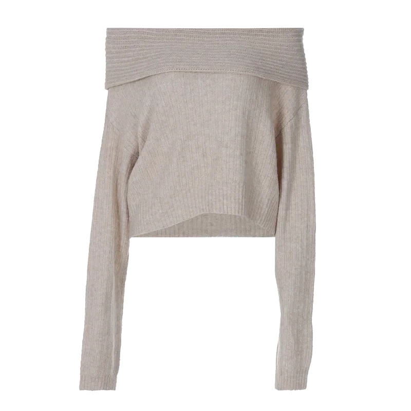 KIMLUD, Knitting Off The Shoulder Long Sleeve Women'S Tops Skirt Women'S Sets Sweatshits Sweater Streetwear Wholesale Clothes, KIMLUD Womens Clothes