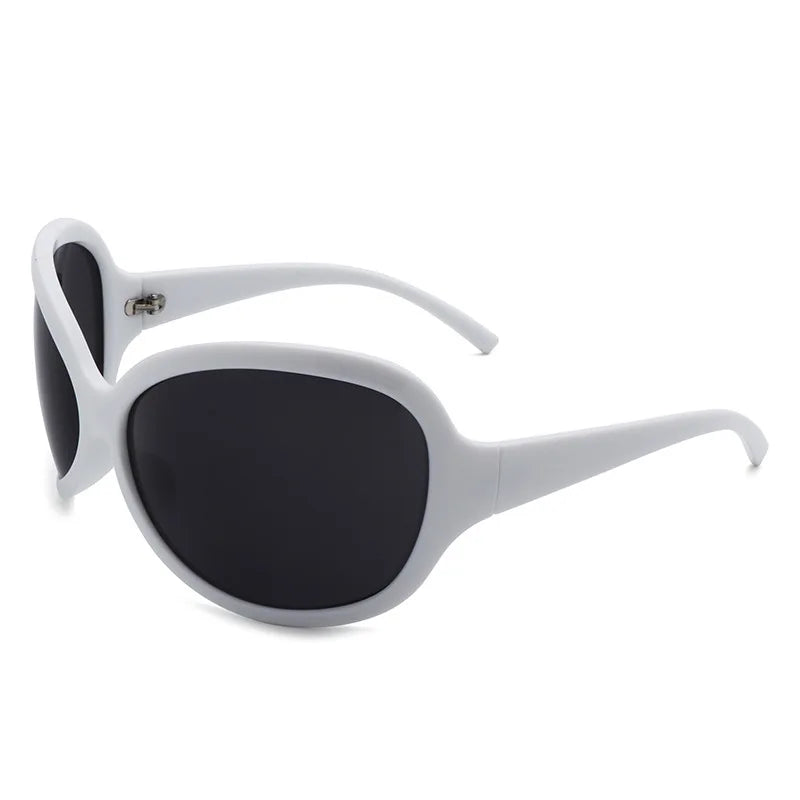Oversized Punk Oval Sunglasses UV400 — Black | KIMLUD