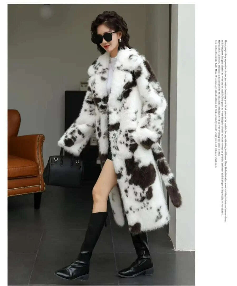 KIMLUD, ZAROY Luxury Fluffy Faux Mink Fur Long Women's Coat Fashion Gradient Fur Winter Thick Warm Outerwear Brand Design Overcoat шу, KIMLUD Womens Clothes