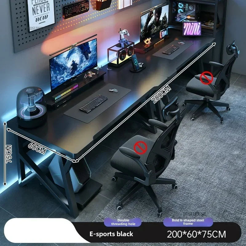 L-Shaped Double Computer Desk Home Office — Black | KIMLUD