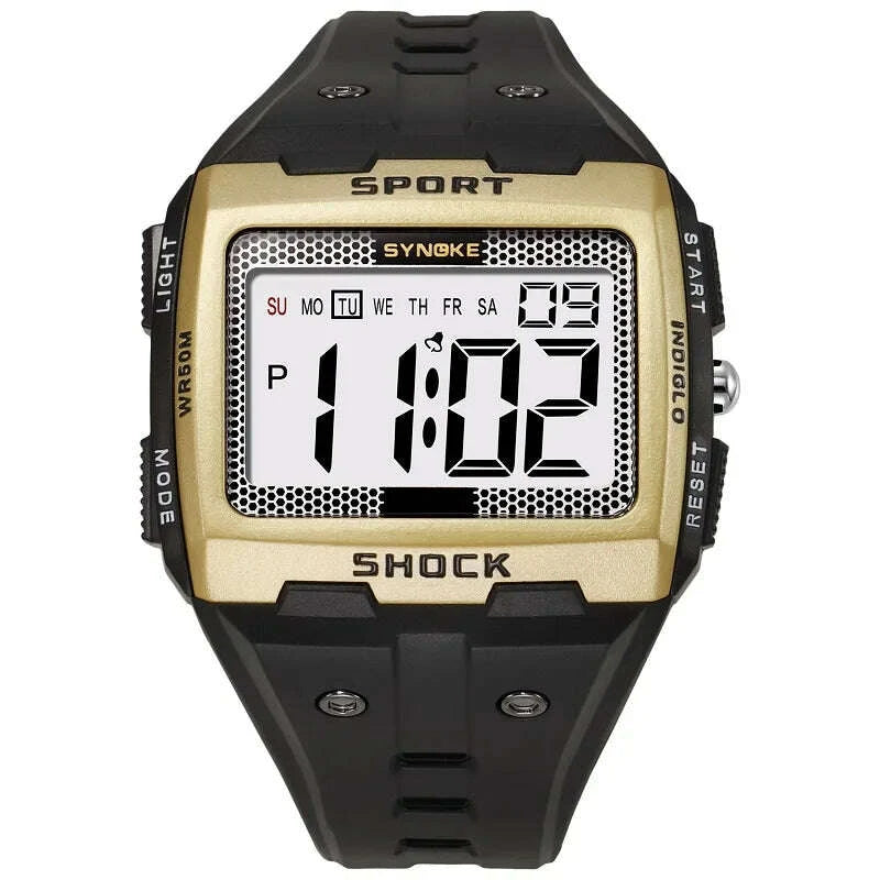 KIMLUD, SYNOKE Big Numbers Full Size Digital Watch Easy to Read 5ATM Water Resistant Electronic Wristwatch Countdown Clock Reloj Hombre, KIMLUD Womens Clothes