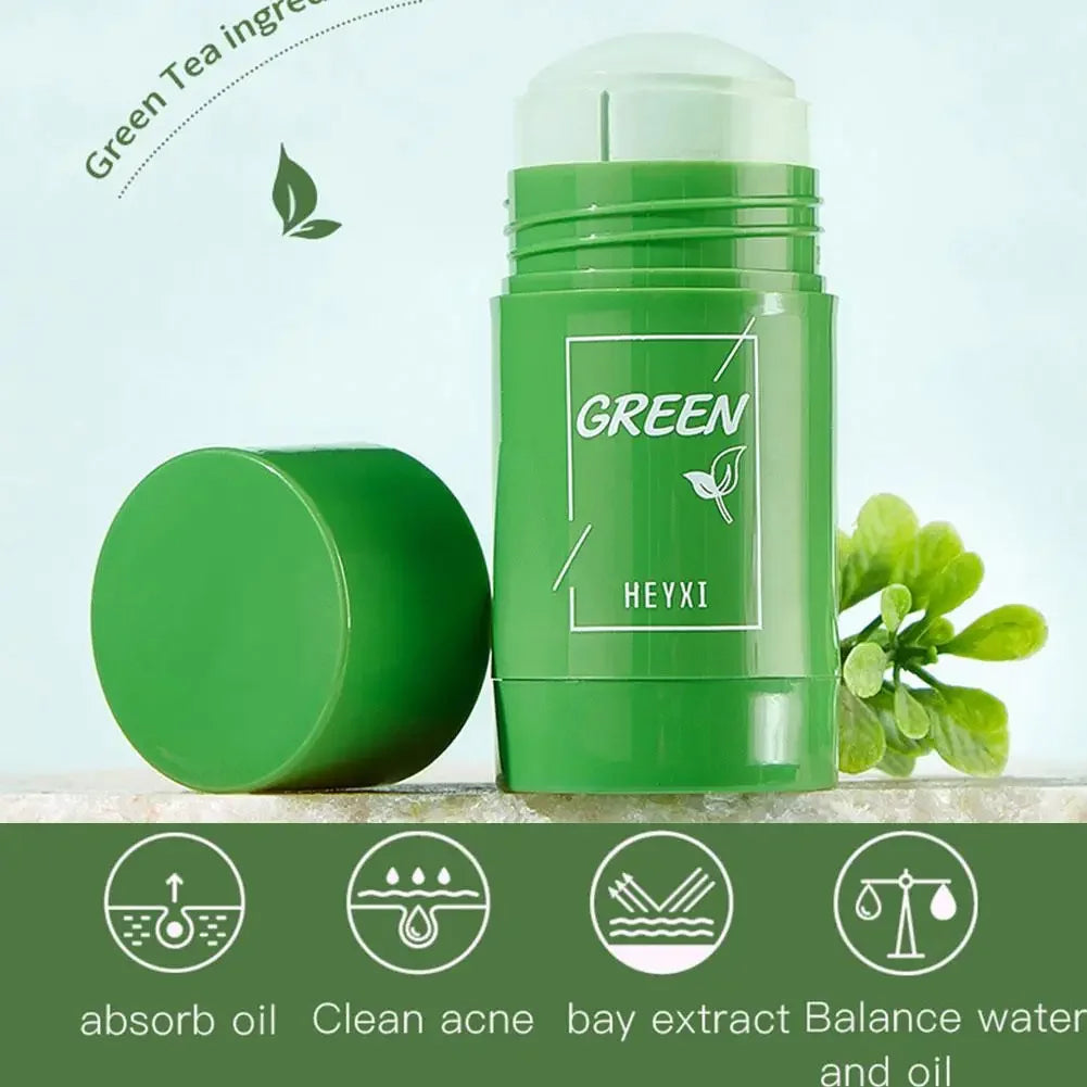Green Tea Eggplant Solid Mask Deep Cleansing Oil Control Balance Antioxidan Shrink Pores Remove Blackheads Refreshing Mud Mask