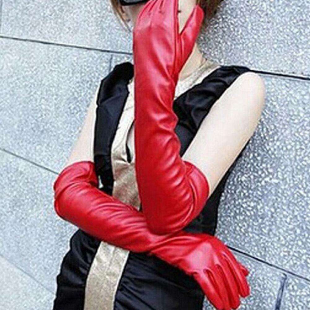 KIMLUD, Full Finger Gloves Windproof Dress Gloves Faux Leather Long Arm Gloves Costume Gloves For Dating Gifts, KIMLUD Womens Clothes