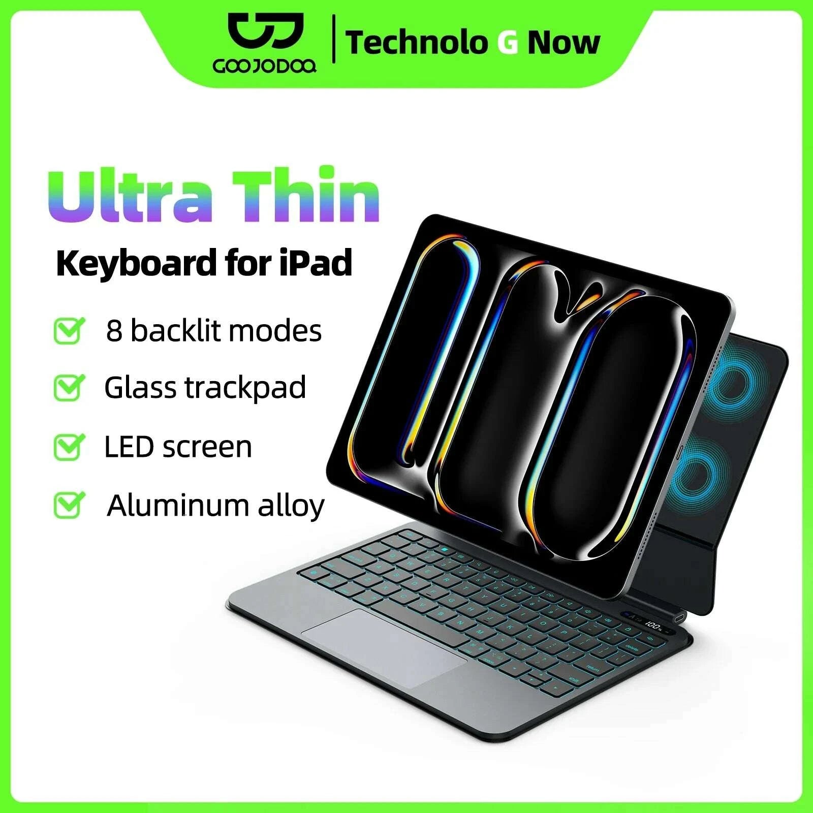 KIMLUD, GOOJODOQ Ultra Thin Magic Keyboard for iPad Pro 11 Air 11 M3/M2 Pro 12.9 Pro 13 Pad A16 Glass Trackpad Aluminum Alloy Keyboard, KIMLUD Womens Clothes