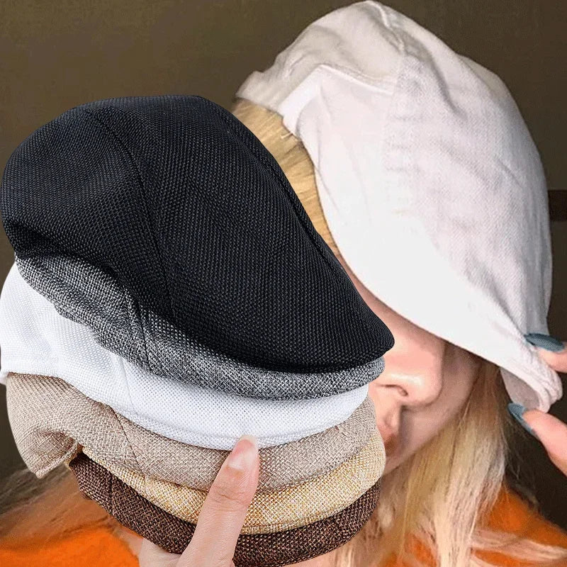 British Style Beret Hat Painter Cap for Men — Black | KIMLUD