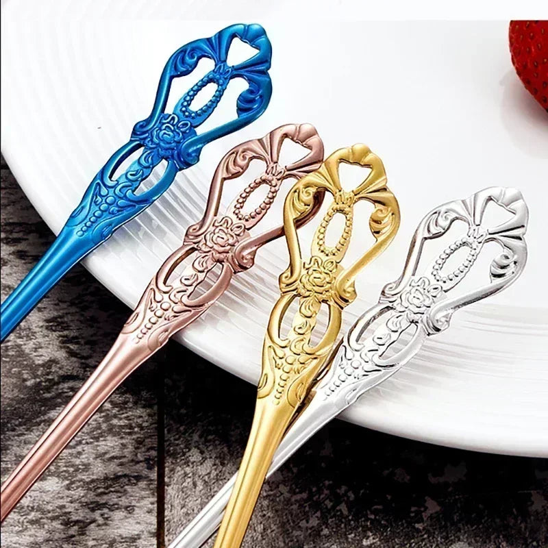 Gold-Plated Stainless Steel Cutlery Set Royal European Spoon Fork Collection — Golden | KIMLUD
