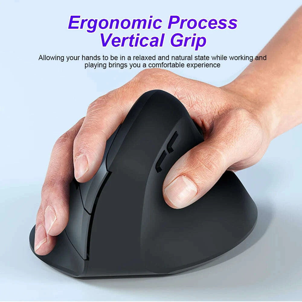 KIMLUD, Vertical Mouse Ergonomic 2.4G Bluetooth 5.2 Mice Wireless Optical Mice Adjustable 1600DPI 6 Buttons for Laptop Computer Desktop, KIMLUD Womens Clothes