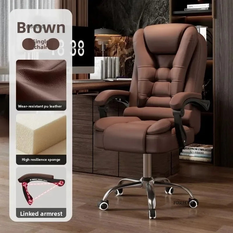 Office Chair – Ergonomic Reclining Backrest – Synthetic Leather | KIMLUD