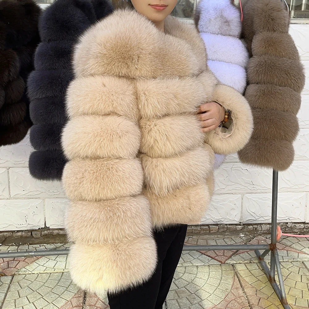 QUEENTINA Fox Fur Coat Real Winter Women'S New Fashion Furry 2025 Leather And Skin White Clothing Natural New In Coats & Jackets