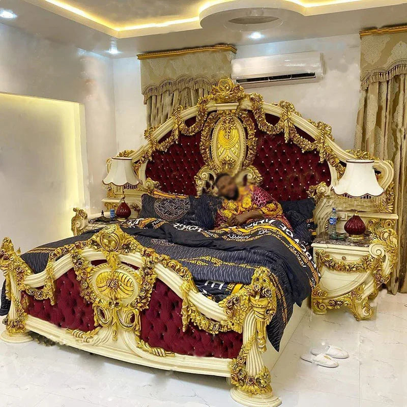 European Double Queen Bed Headboards Vintage Square Romantic Simple Trendy Unusual Bed Light Luxury Beliche Lounge Furniture