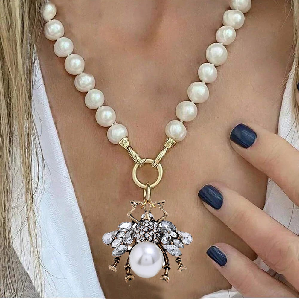 Pendant Necklace – Vintage Horse Coin Pendant – Pearl | KIMLUD