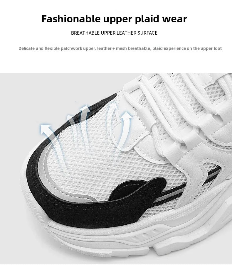 New Fashion Mens Thick Sole Platform Sneakers Breathable Mesh Lightweight Low Top Dad Shoes Casual Sports Walking Shoes