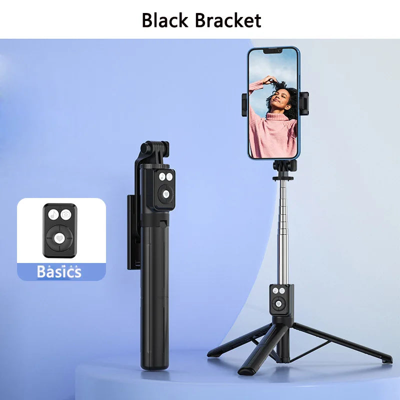 Bluetooth Wireless Selfie Stick Portable Dual Fill Light with Tripod Telescoping Bracket for iPhone Xiaomi Makeup Live Streaming