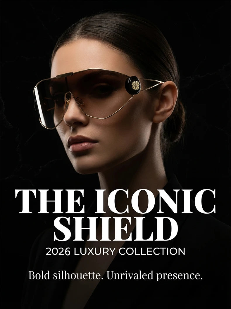 Oversized Wrap Around Mask Sunglasses Women 2026 Luxury Brand Vintage One-Piece Goggle Windproof Punk Shades Shield Sun Glasses