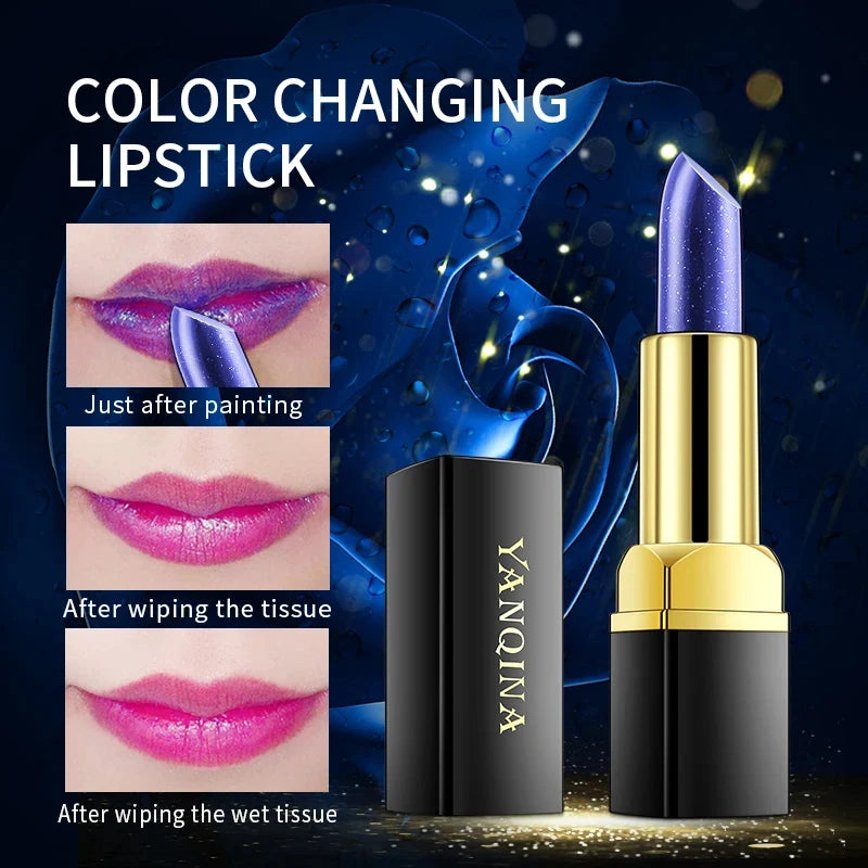 YANQINA Blue Temperature Color Changing Lipstick Waterproof Long-Lasting Non-Fading Non-Transfer Moisturizing Lip Stain Tinted