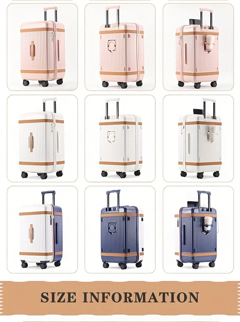 Hardshell ABS+PC Suitcase Large-Capacity With USB Port — White | KIMLUD