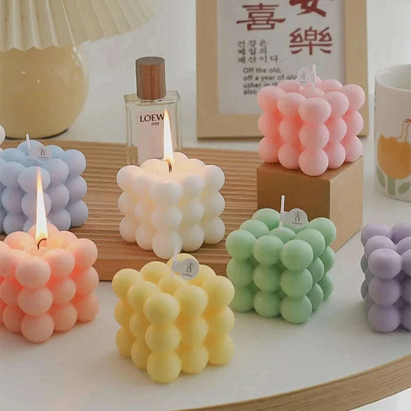 KIMLUD, 1pc Creative Ball-Shaped Soy Wax Magic Cube Aromatherapy Candle, High-End Wedding Favor Gift, Handmade Decorative Object, KIMLUD Womens Clothes