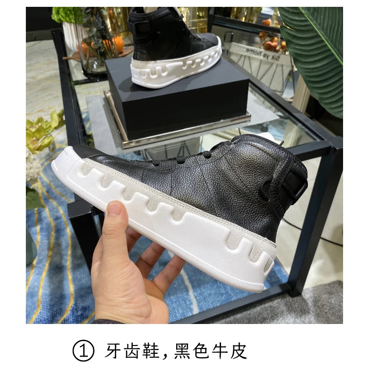 Ankle Boots – High-Top Sneaker Boots – Cowhide Leather | KIMLUD
