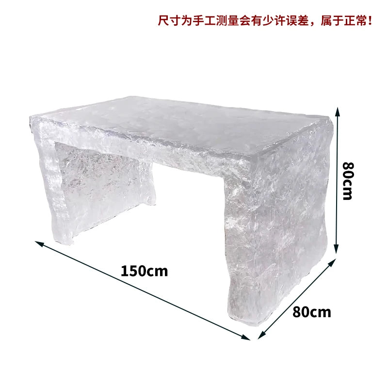 Modern light luxury home villa bar luminous island table custom transparent resin crystal bar glacier art tea table