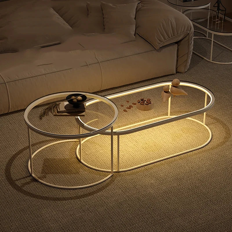 Glass Coffee Table Nordic Minimalist Living Room — Clear | KIMLUD