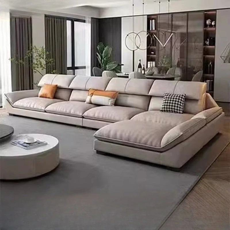 Luxurious Microfiber L-Shaped Sofa — Gray | KIMLUD