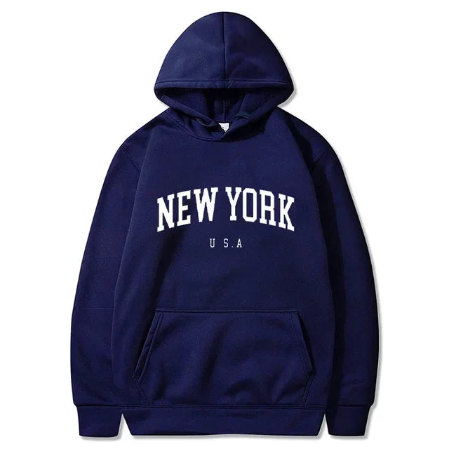 Hoodies – City Letter Graphic – Polyester – Loose Casual | KIMLUD