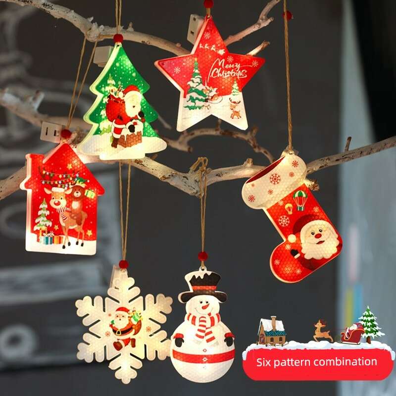 KIMLUD, Christmas Tree Decorative Lamp Christmas Scene Layout Pendant Lighting Ribbon Luminous Ribbon LED Lighting Chain Ribbon Ornaments, KIMLUD Womens Clothes