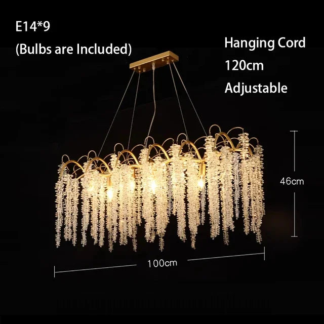 2024 Luxury Gold Glass LED Lights Ceiling Chandeliers Crystal Hanging Pendant Lamps Home Decor for Dining Room Lustres