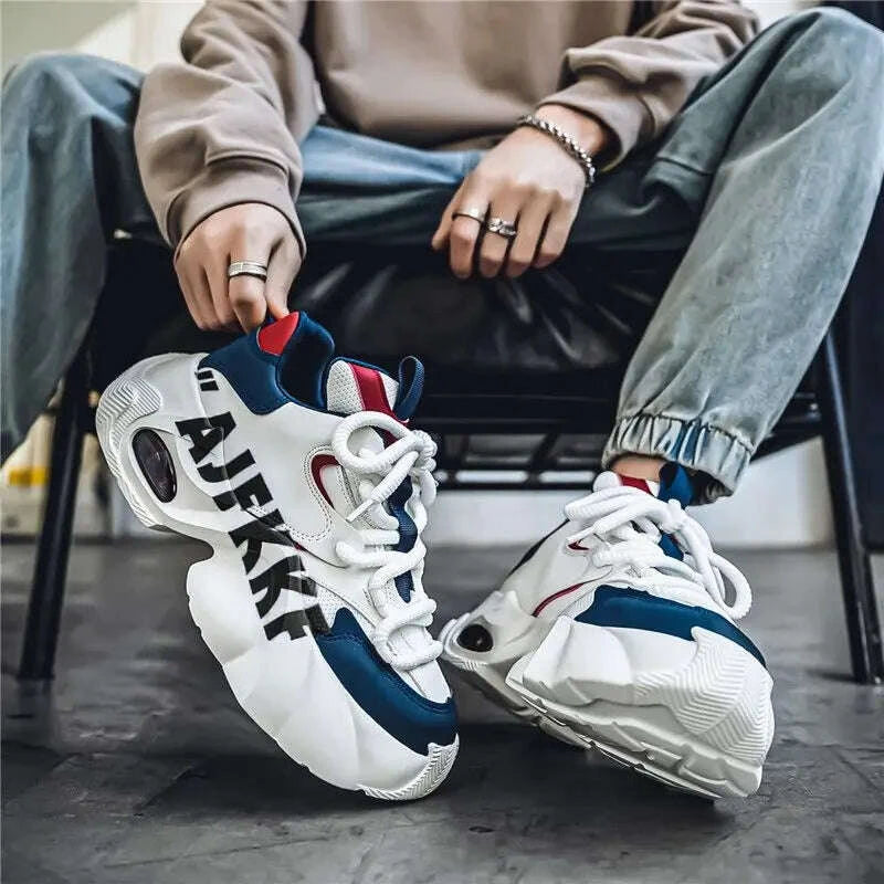 KIMLUD, Ins Color-blocking Trendy Men's Shoes 2025 Yellow Dad Shoes Chunky Sneakers Man Thick-soled Height-enhancing Casual Sports Shoes, KIMLUD Womens Clothes