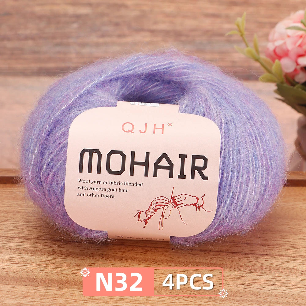 Mohair Yarn Set 4-Skein Bundle, 130m Each — Multicolor | KIMLUD