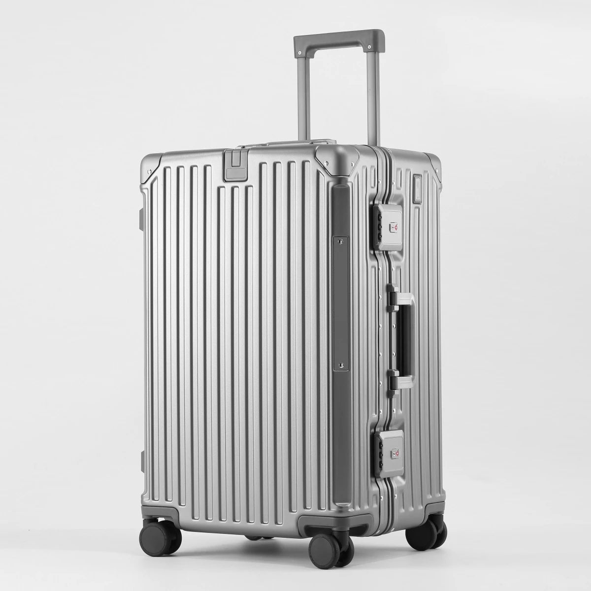 PC Material Rolling Luggage Aluminum Frame — Black | KIMLUD