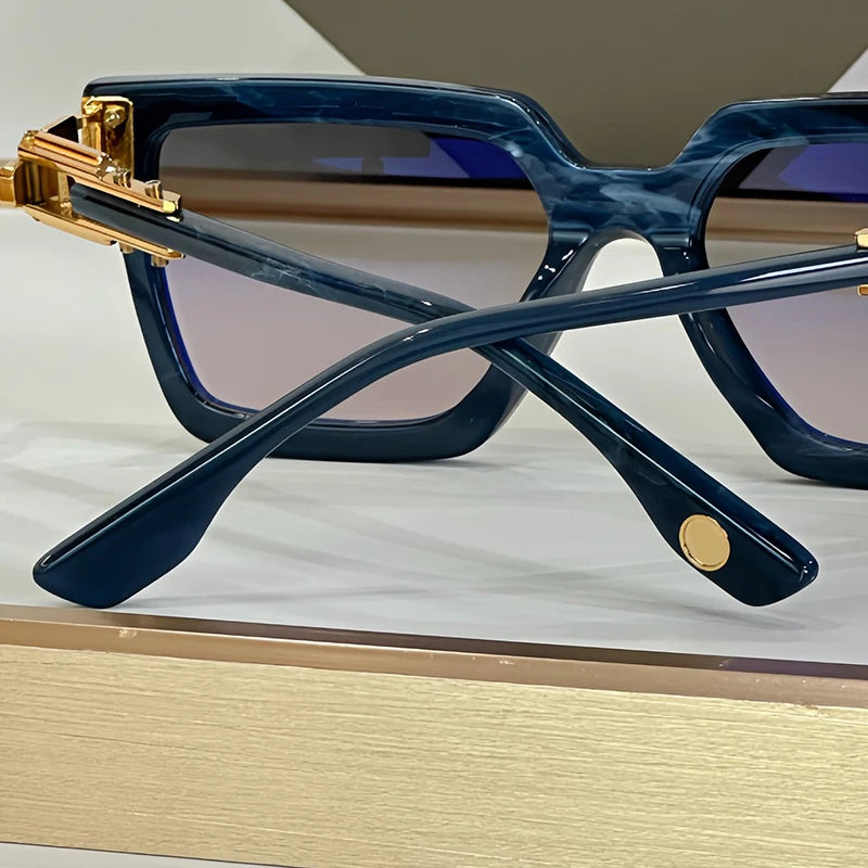 Acetate Square Sunglasses Handmade Alloy UV400 — Black | KIMLUD